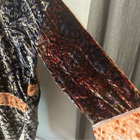 Free People Vancouver Velvet Button Down Shacket Small Multicolor Snap Closure - Picture 4 of 14